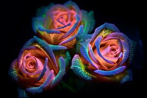 Glowing Rose Texture Background Generative AI photo