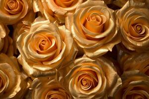 Golden Roses Texture Backgroud Generative AI photo