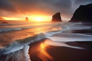 Waves Splashing on a Scenic Beachscape photo