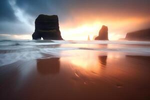 Waves Splashing on a Scenic Beachscape photo