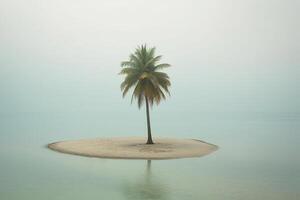 Palm Tree with Scenic Seascape Background Generative AI photo