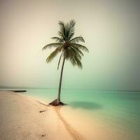 Palm Tree with Scenic Seascape Background Generative AI photo
