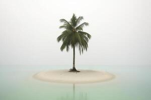 Palm Tree with Scenic Seascape Background photo