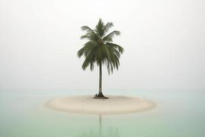 Palm Tree with Scenic Seascape Background Generative AI photo