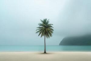 Palm Tree with Scenic Seascape Background photo