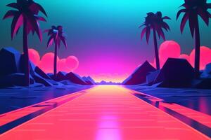 Low-Poly Neon Summer Beachscape photo