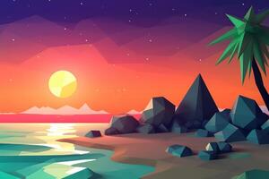 Low-Poly Summer Beachscape photo