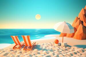 Low-Poly Summer Beachscape photo