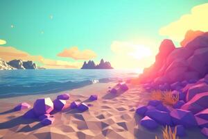 Low-Poly Summer Beachscape photo