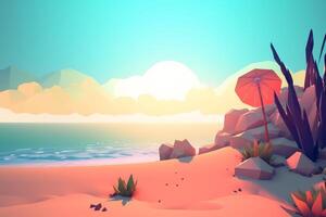 Low-Poly Summer Beachscape photo