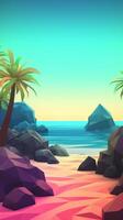 Low-Poly Summer Beachscape Generative AI photo