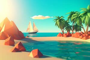 Low-Poly Summer Beachscape photo