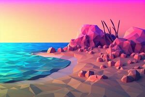 Low-Poly Summer Beachscape photo