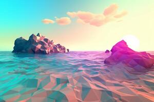 Low-Poly Summer Beachscape photo