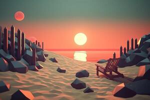 Low-Poly Summer Beachscape photo