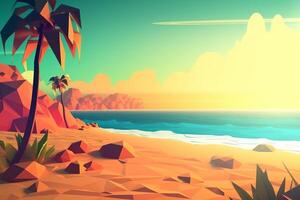 Low-Poly Summer Beachscape photo