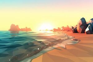 Low-Poly Summer Beachscape photo