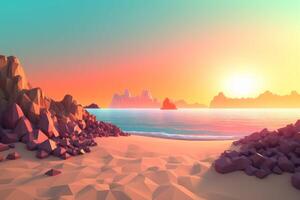 Low-Poly Summer Beachscape photo