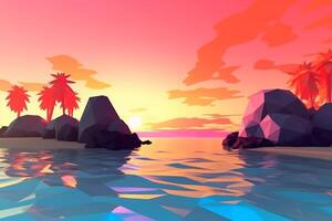 Low-Poly Summer Beachscape photo