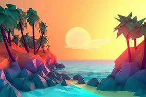 Low-Poly Summer Beachscape photo