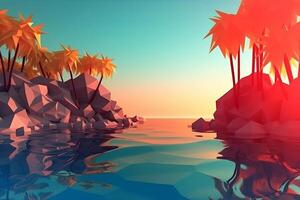 Low-Poly Summer Beachscape photo