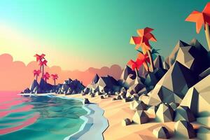 Low-Poly Summer Beachscape photo