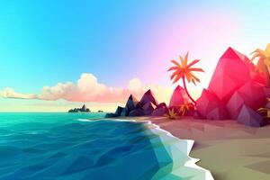 Low-Poly Summer Beachscape photo
