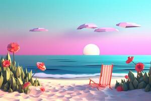 Low-Poly Summer Beachscape photo