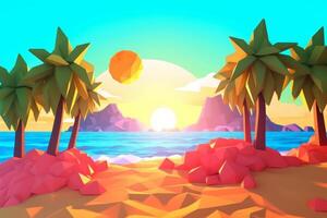 Low-Poly Summer Beachscape photo