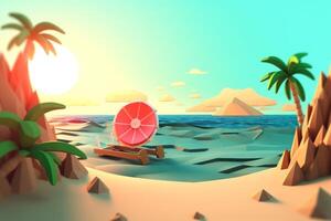Low-Poly Summer Beachscape photo