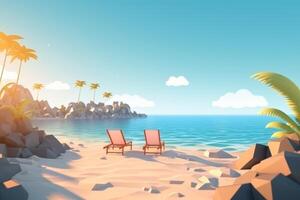 Low-Poly Summer Beachscape photo