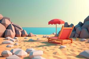 Low-Poly Summer Beachscape Generative AI photo