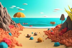 Low-Poly Summer Beachscape photo