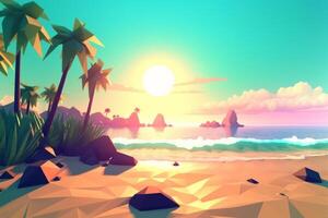 Low-Poly Summer Beachscape photo