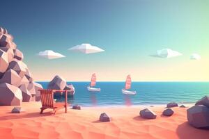 Low-Poly Summer Beachscape photo