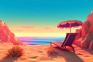 Low-Poly Summer Beachscape photo