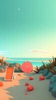 Low-Poly Summer Beachscape Generative AI photo