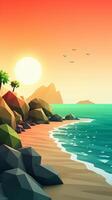 Low-Poly Summer Beachscape photo