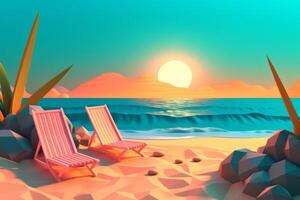 Low-Poly Summer Beachscape photo