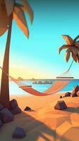 Low-Poly Summer Beachscape Generative AI photo