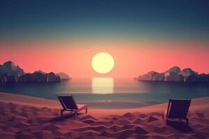 Low-Poly Twilight Beachscape Background photo