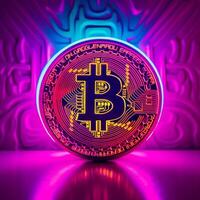 Neon Bitcoin Background photo