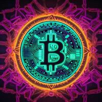 Neon Bitcoin Background photo