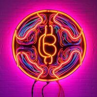 Neon Bitcoin Closeup photo