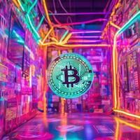 Neon Bitcoin Closeup photo