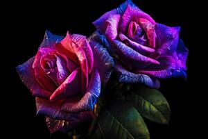 Purple Roses Texture Background Generative AI photo