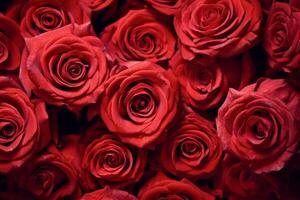 Red Roses Texture Background Generative AI photo