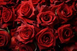 Red Roses Texture Background Generative AI photo