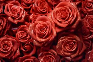 Red Roses Texture Background Generative AI photo