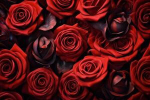 Red Roses Texture Background Generative AI photo